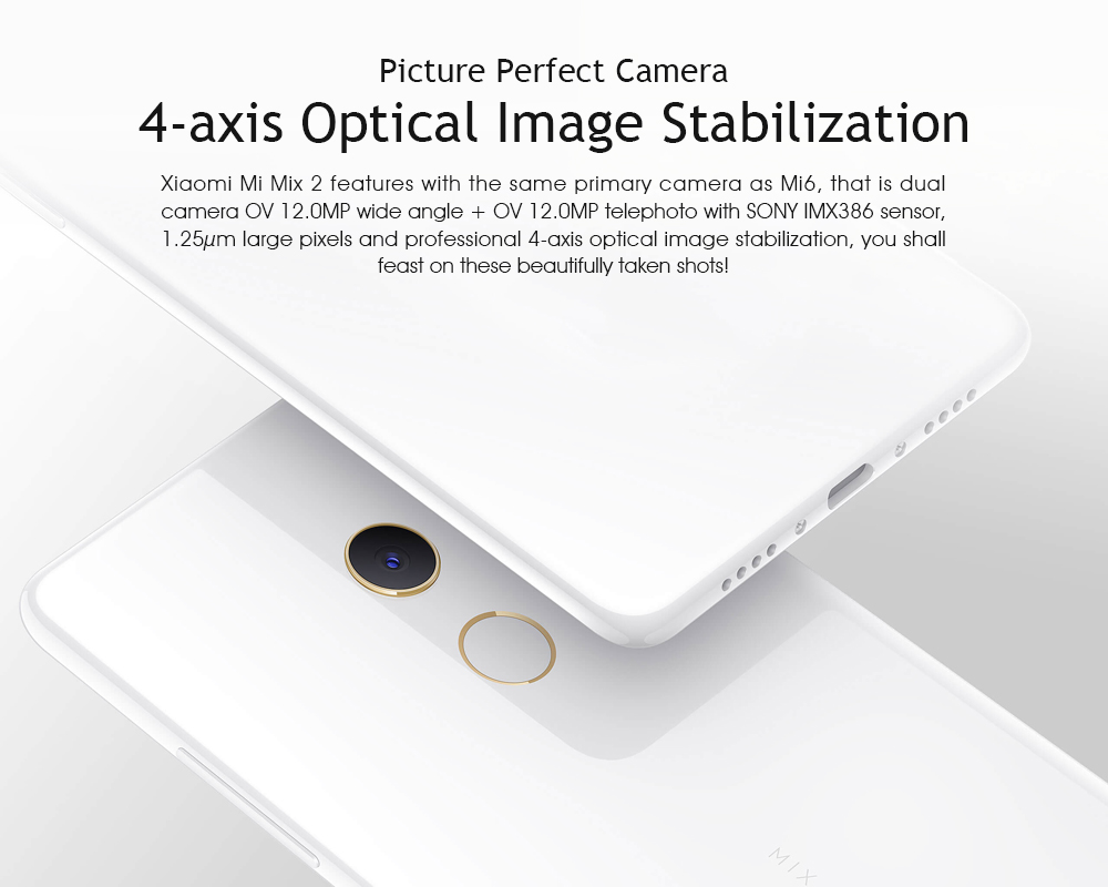 Xiaomi Mi Mix 2 5.99 Inch 4G LTE Smartphone 6GB 128GB 12.0MP Cam Snapdragon 835 Octa Core Android 7.1 NFC VoLTE Four-sided Curved Ceramic Body - Black