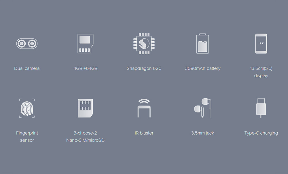 [HK Stock] [Oficjalna wersja globalna] Xiaomi Mi A1 5.5 inch 4G LTE Smartphone Android Jeden podwójny tylny 12.0MP Cam Snapdragon 625 Octa Core 4G Pamięć RAM 64GB ROM Touch ID Pilot zdalnego sterowania na podczerwień Pełna obudowa metalowa - czarny