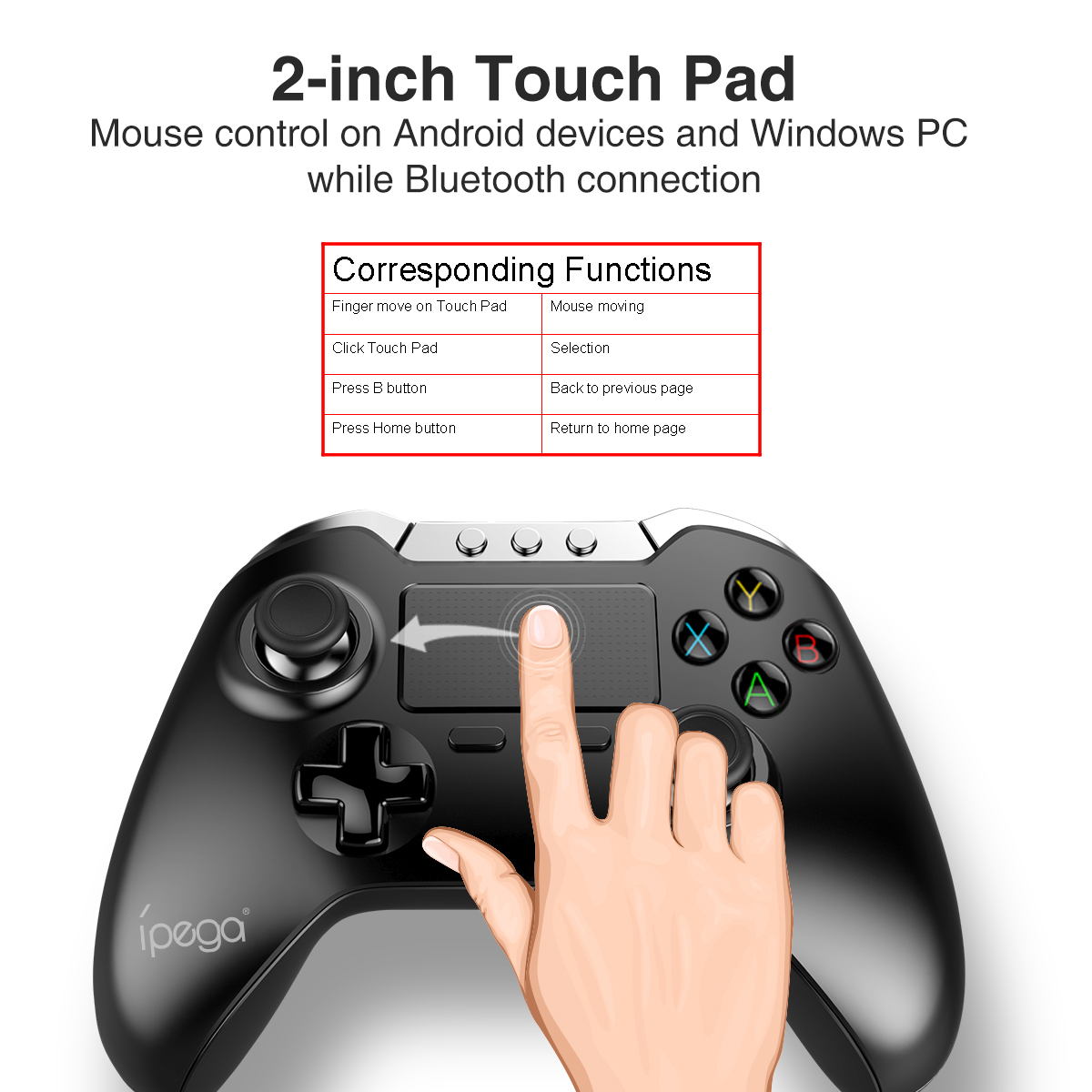 ipega 9069 Wireless Bluetooth Gamepad with Touch pad Black