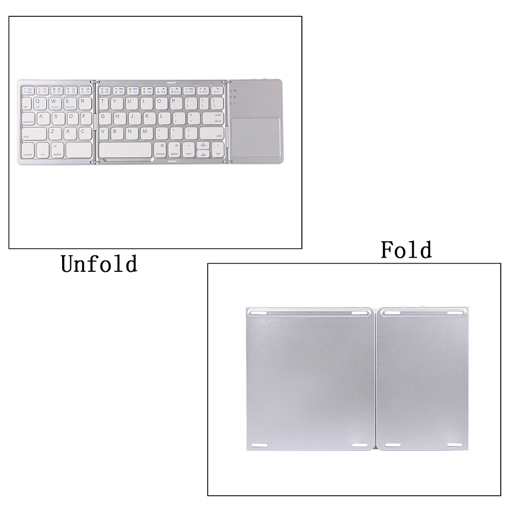IPazzPort KP-810-75BT Full-size Tri-Fold 64-Key Bluetooth Keyboard with Touchpad  - Silver