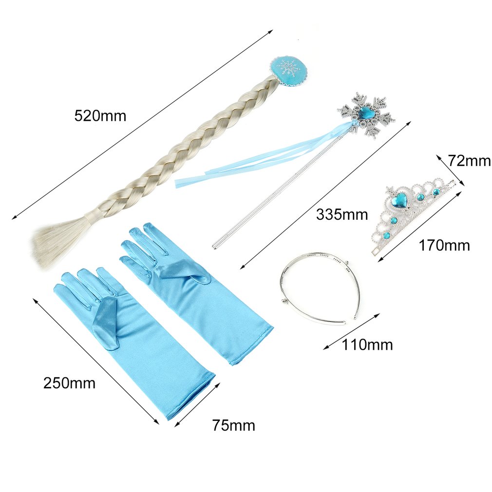 Frozen Elsa Cosplay 4PCS Accessories Crown + Wig + Magic Wand + Glove