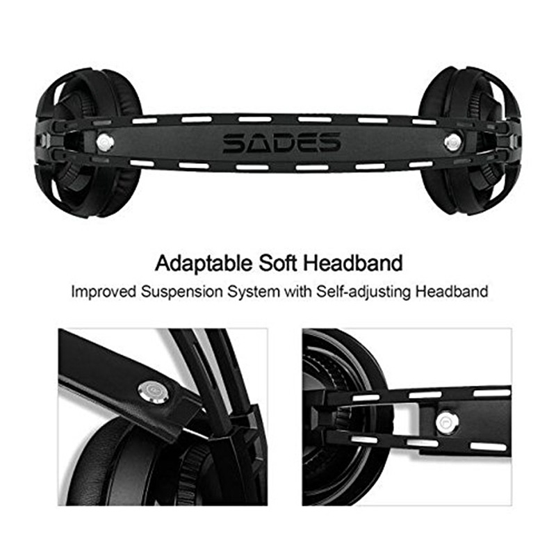 SADES R2 Gaming Headset with Mic Virtual 7.1 Surround Sound Noise-cancelling - Blue + Black