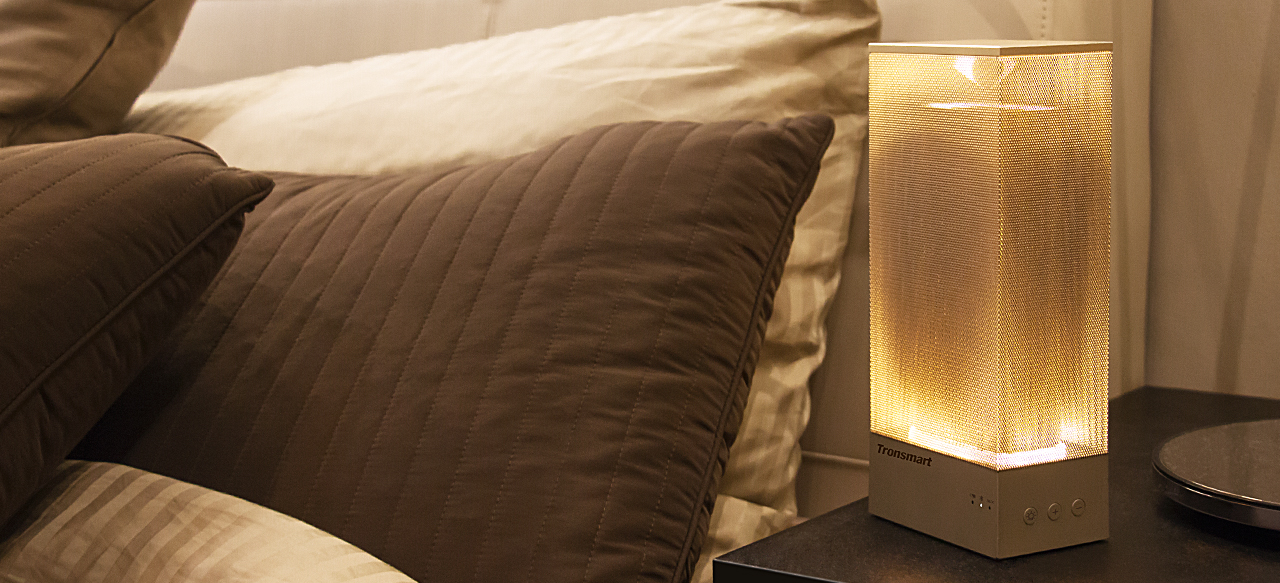 Tronsmart Beam 15W Wireless Bluetooth Speaker Solid Mesh Speaker with Deep Bass Mood Lights - Gold