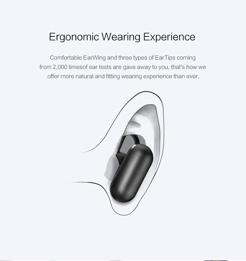 QCY Q12 Wireless Bluetooth Mini Headphone with Mic Noise Cancelling - Black