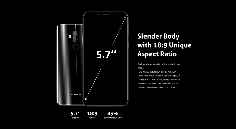 [HK Stock]HOMTOM S8 5.7 Inch Smartphone 4GB 64GB MT6750T Octa Core 13.0MP Dual Rear Cam Android 7.0 Touch ID Fast Charge OTA - Arctic Silver