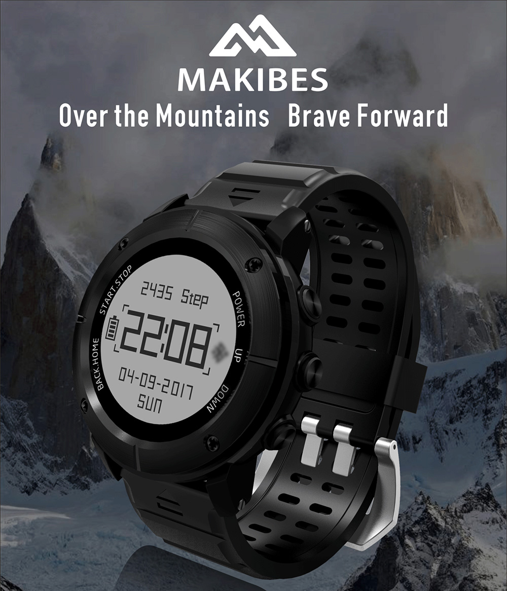 Makibe UPG06  Sport Smartwatch 1.21 Inch OLED Display GPS Bluetooth Heart Rate Monitor Fitness Tracker Smart Band with Compass - Black