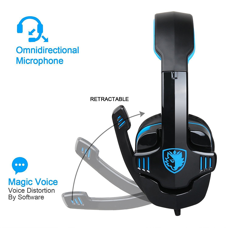 SADES SA-708GT Stereo Gaming Headset with Mic Noise Reduction 3.5mm Plug - Blue + Black