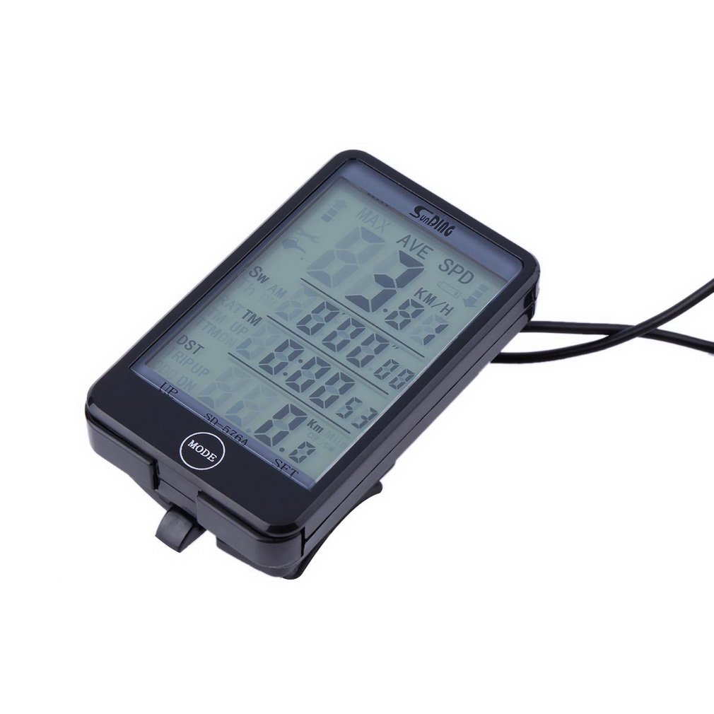 ZC71000 Wired Bike Bicycle Cycling Computer Odometer Speedometer Touch Button LCD Backlit - Black
