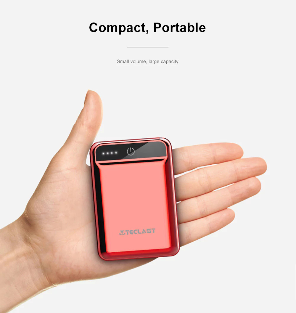 Teclast A10 10000mAh Power Bank Dual USB Ports 2.1A Quick Charge LED Indicator - Gray