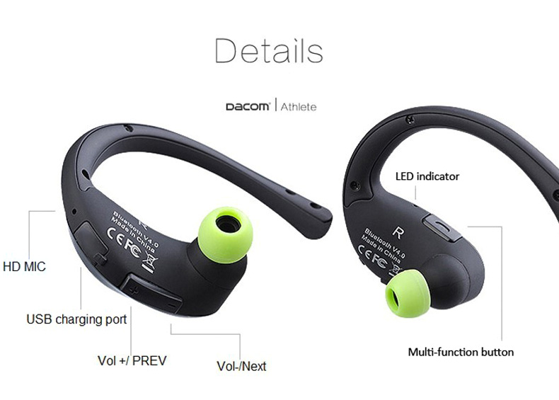Dacom G05 Wireless Bluetooth Headphones with Mic NFC Noise Cancelling IPX4 Watr-resistant - Black + Blue