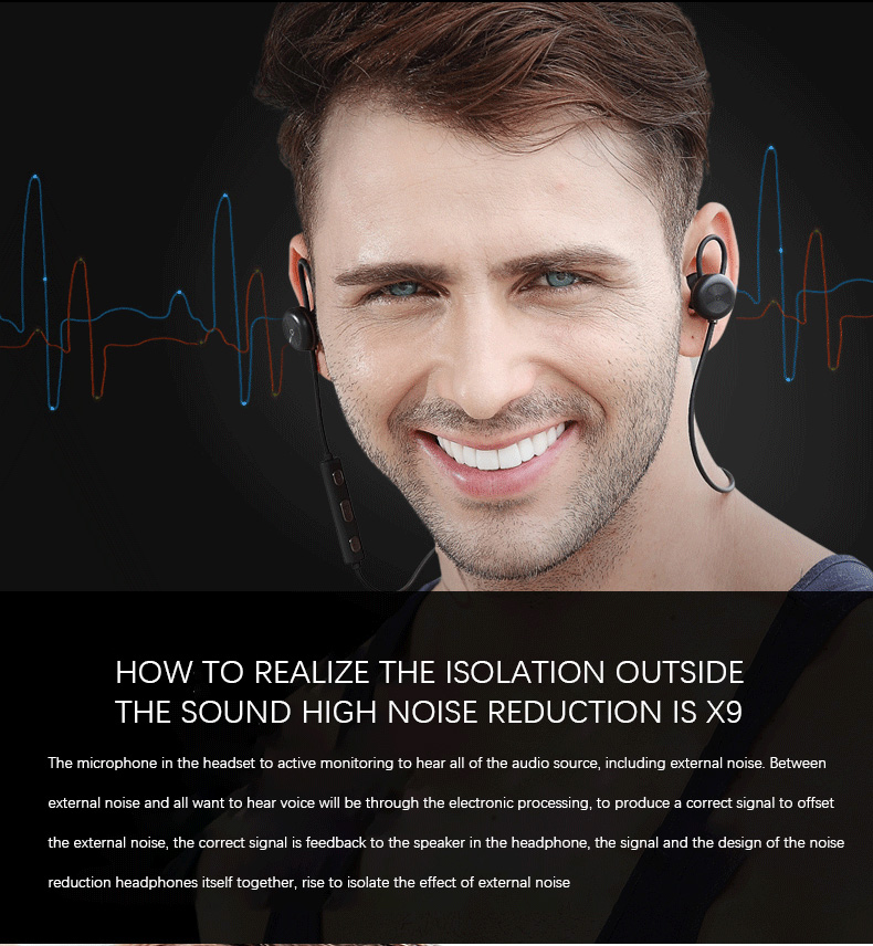 X9 Wireless Bluetooth Headphones with Mic IPX4 Magnetic Hi-Fi Stereo Sound Quality - Red