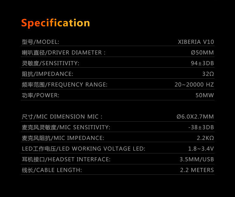 XIBERIA V10U PC Gaming Headset Surround Sound Over-Ear Headphones with Mic Volume Control - Gold