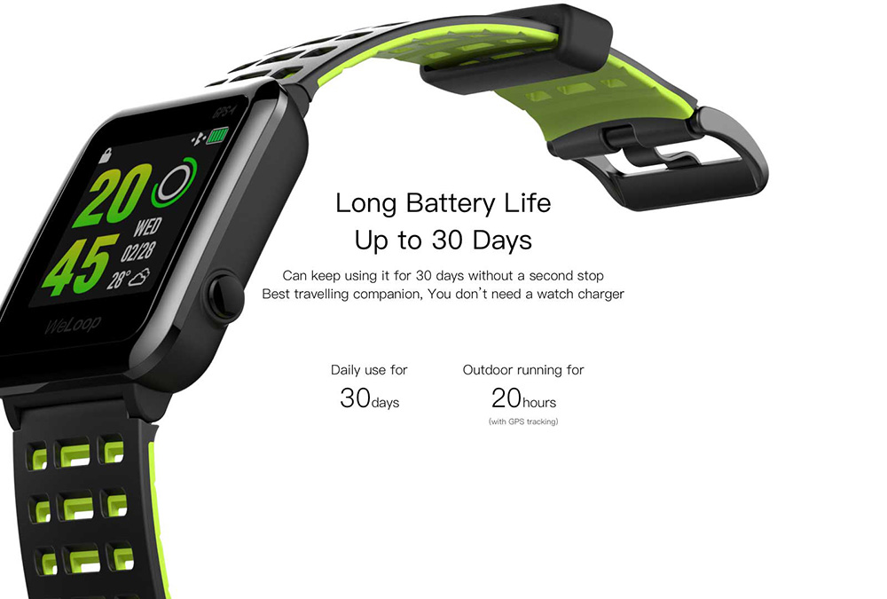 WeLoop Hey S3 1.28 Memory LCD Sports Smart Watch GPS+AGPS 50 meters Water Resistance Bluetooth 4.0 Heart Rate Sensor