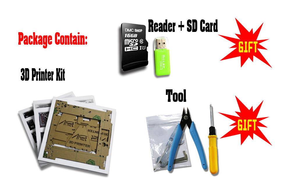 Anet A6 3D Printer Kit with LCD Screen Display TF Card Off-line Printing Function