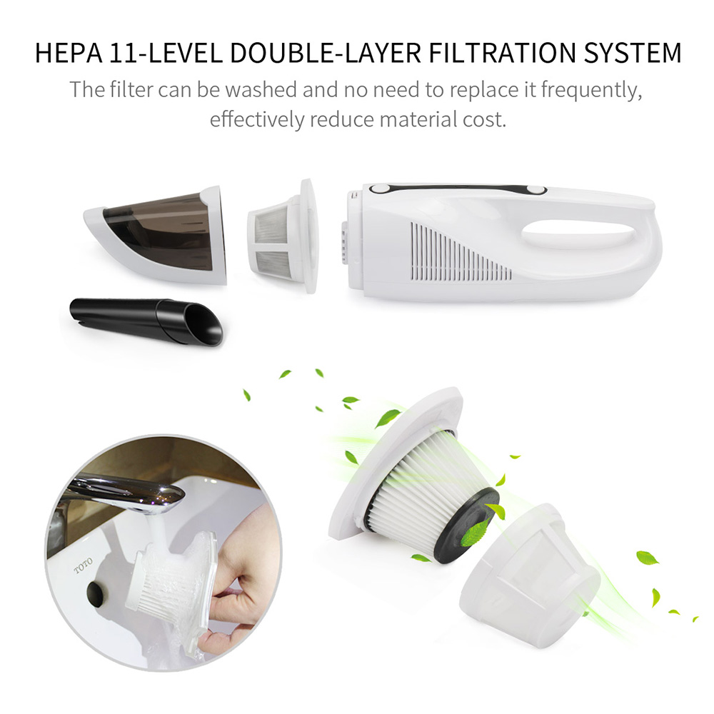 Mini Hand-held Dust Collector Protable Dust Duster Vaccuum Home Aspirator -White