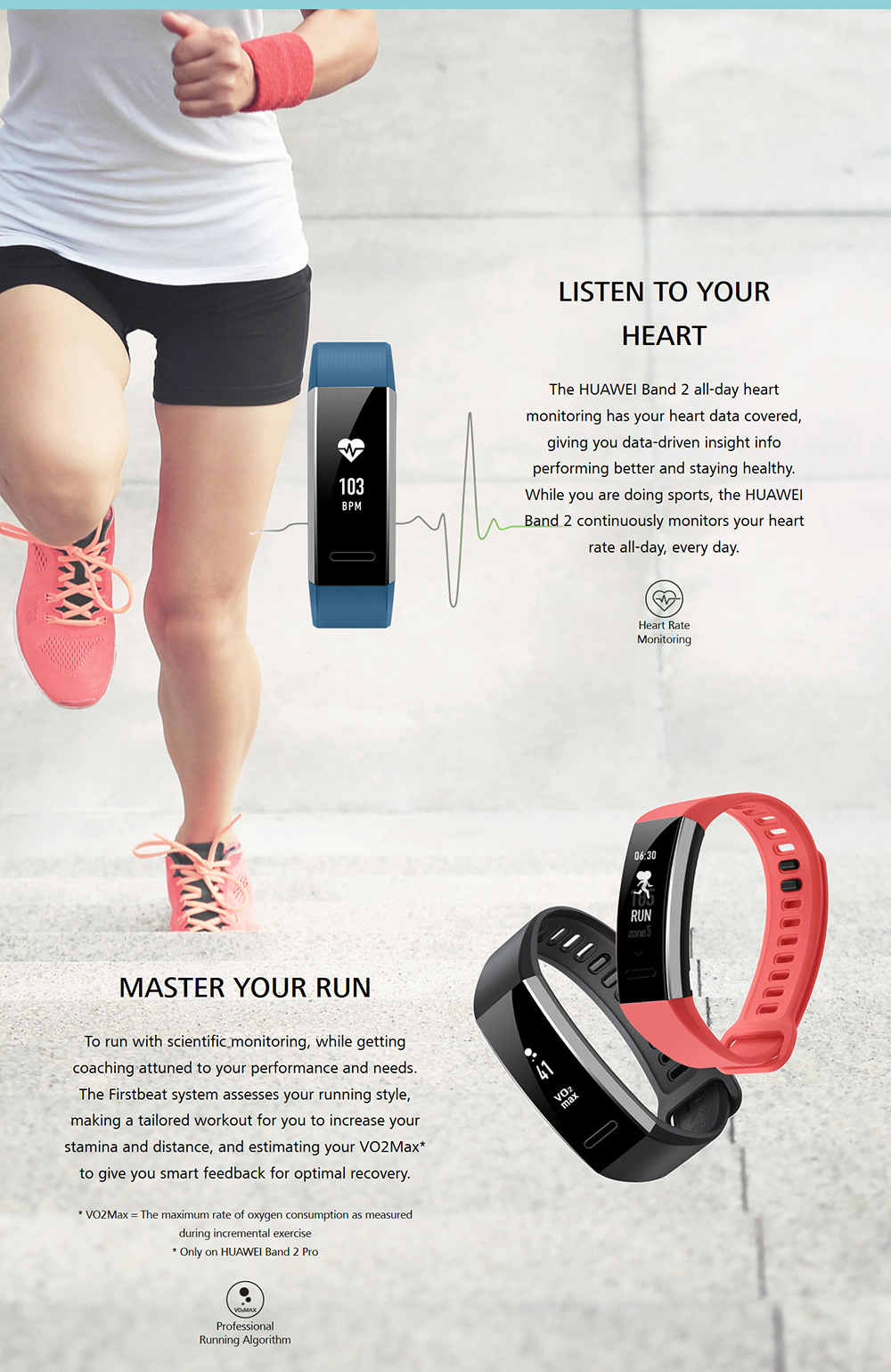 Huawei Band 2 Pro GPS Smart Bracelet PMOLED Sport Tracker With GPS Heart Rate Monitor Fitness Bracelet Compatible with iOS Android - Black