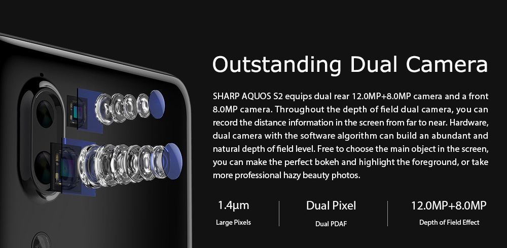 [HK Stock]SHARP AQUOS S2 5.5 Inch 4G LTE Smartphone 12.0MP+8.0MP Dual Rear Cam Snapdragon SDM630 Octa Core 4GB 64GB Android 7.1 NFC VoLTE Fast Charge Type-C - Blue