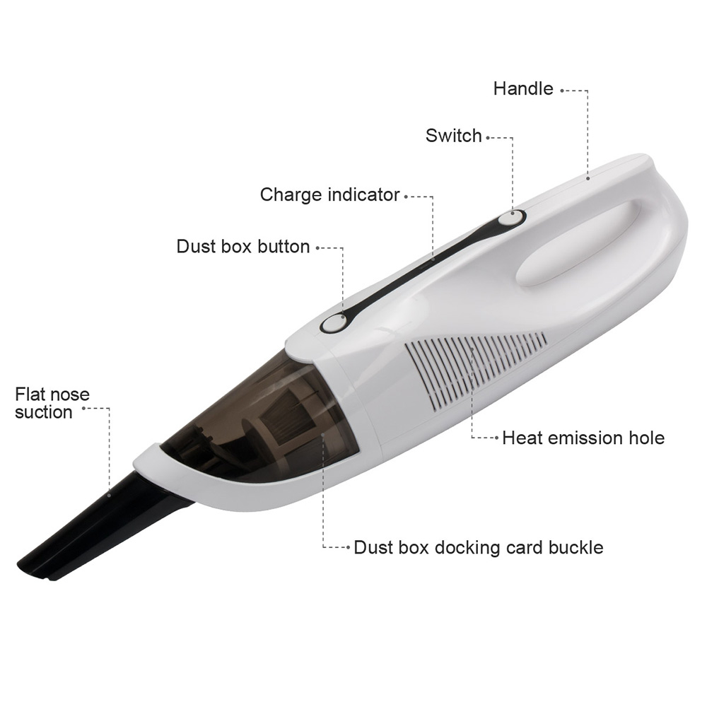 Mini Hand-held Dust Collector Protable Dust Duster Vaccuum Home Aspirator -White