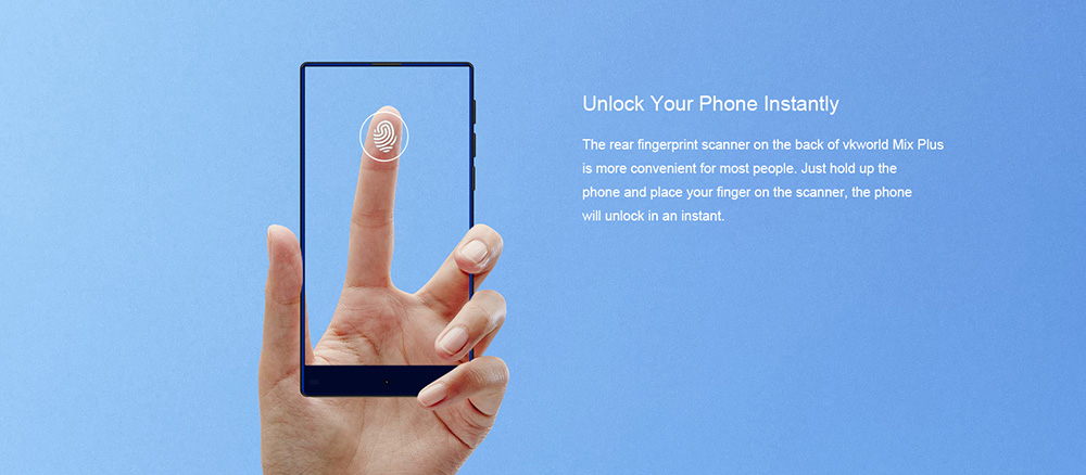 vkworld Mix Plus 5.5 Inch Smartphone Bezel-less Screen 3GB 32GB MT6737 Quad Core 13.0MP+8.0MP Cam Android 7.0 Touch ID AAC Speaker - Blue
