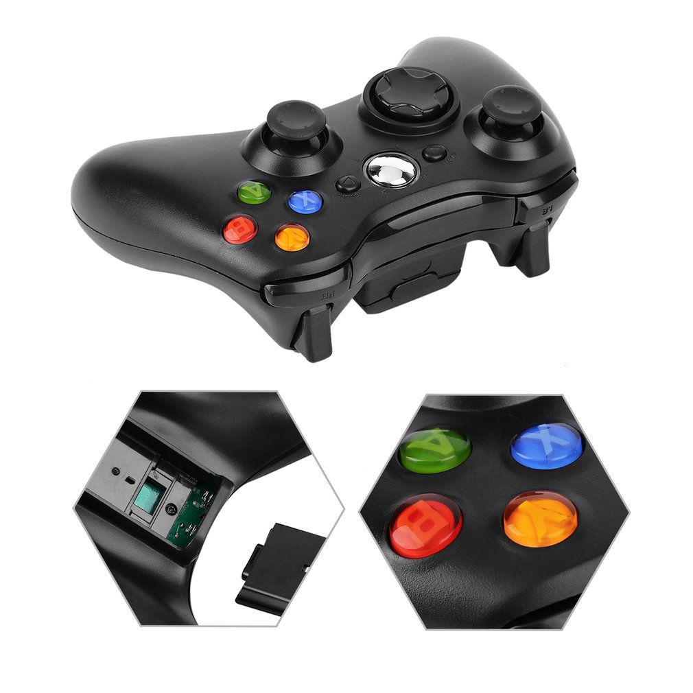 2.4G Wireless Bluetooth Gamepad Game Controller Joystick USB Charge for XBOX 360 - Black
