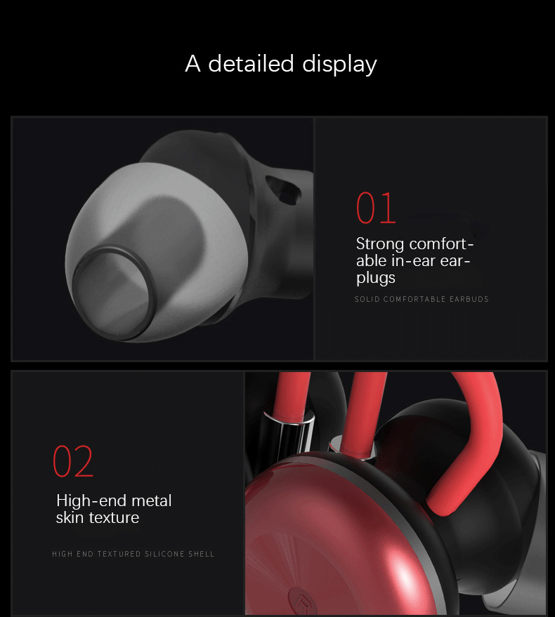 X9 Wireless Bluetooth Headphones with Mic IPX4 Magnetic Hi-Fi Stereo Sound Quality - Red