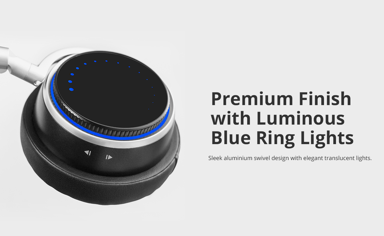 Tronsmart Arc Wireless Bluetooth Headphones with Superior Sound Quality Blue Ring Lights Intuitive Control
