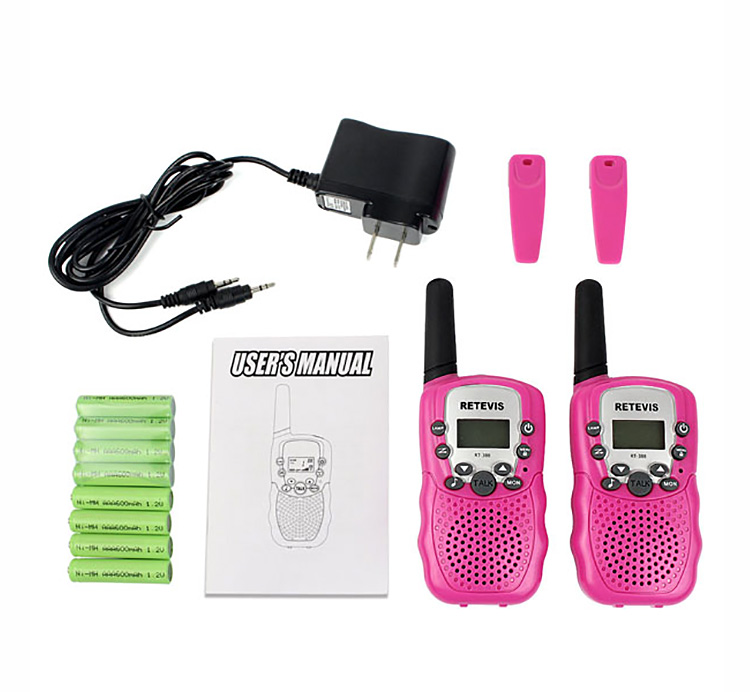 Retevis RT-388 Kids Walkie Talkie Radio RT388 0.5W UHF 446MHz EU Frequency Portable Two Way Radio with USB Charger -Pink