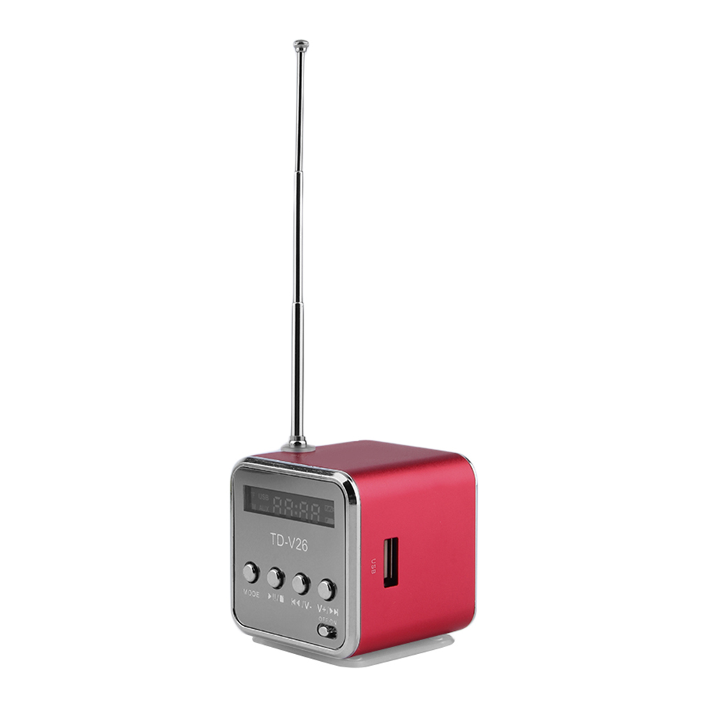 Mini Portable Micro USB Speaker Stereo Super Bass Music MP3 MP4 FM Radio Suport TF Card - Red
