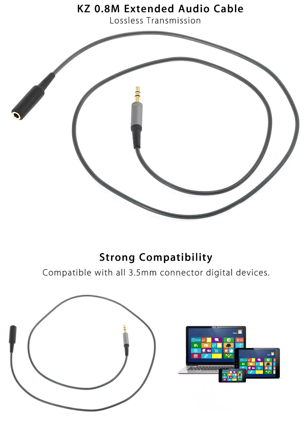 KZ 0.8M Extended Audio Cable