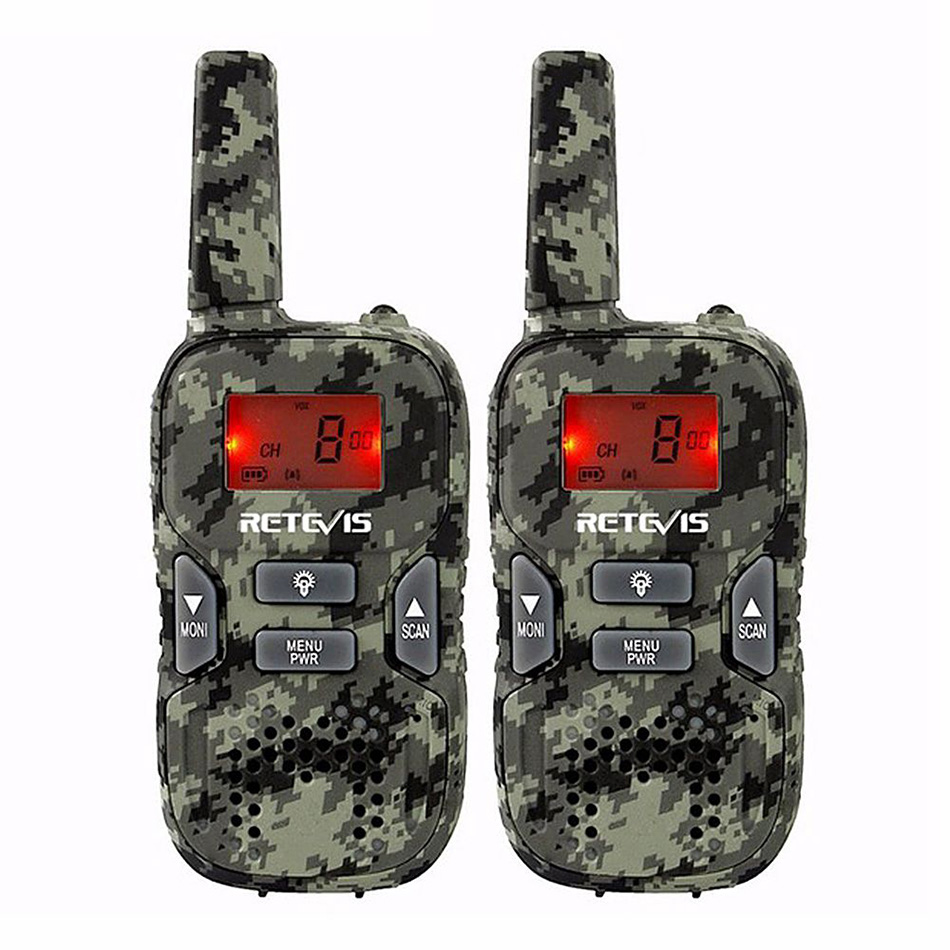 2PCS Retevis RT33 Kids Walkie Talkie Hf Radio 0.5W PMR FRS/GMRS 8/22CH VOX PTT Flashlight LCD Display -Black