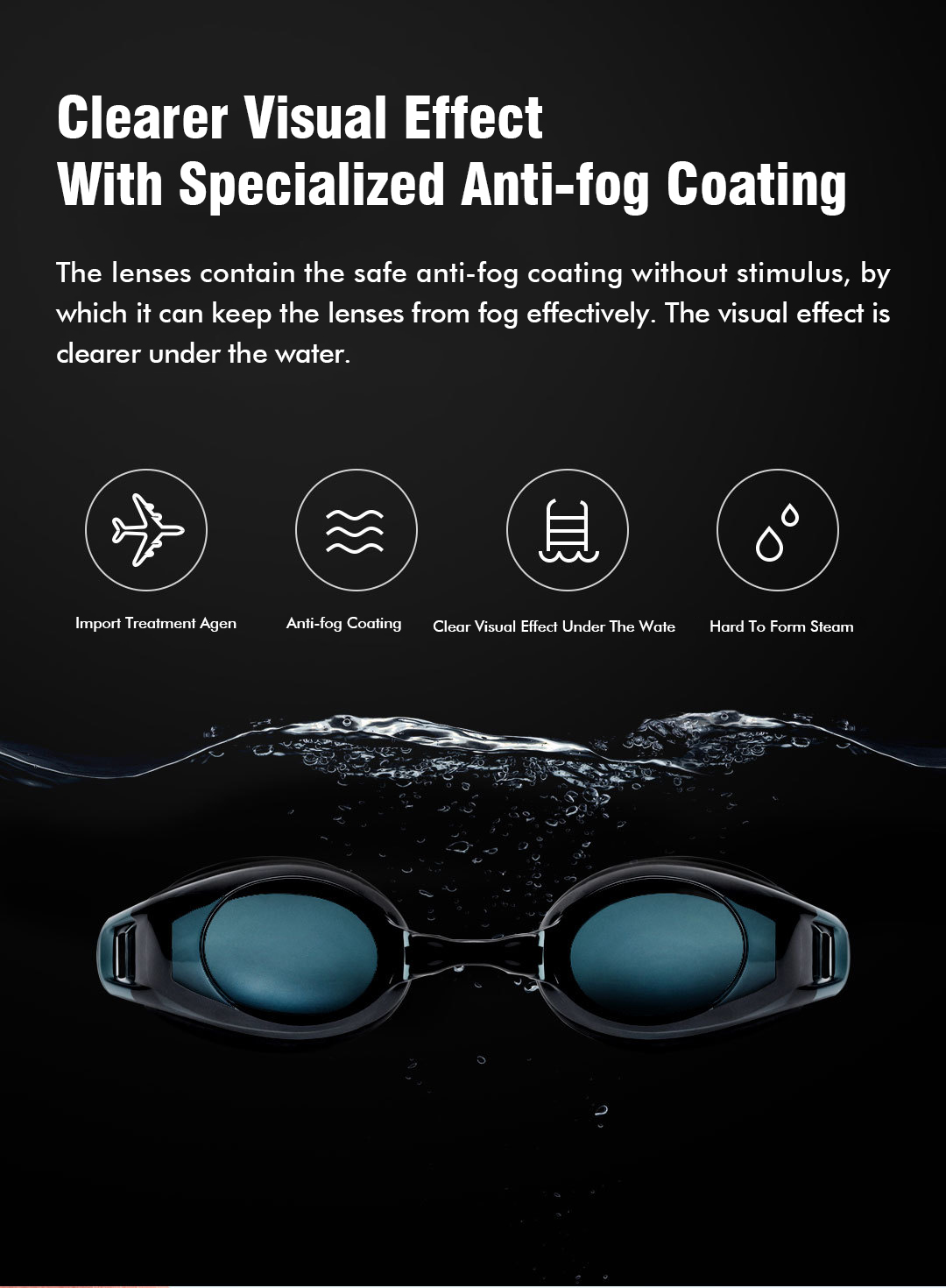 Xiaomi Mijia Turok Steinhardt TS YPC001-2020 Adult Swimming Goggles Ergonomic Anti-fog Coating Lens Waterproof Swim Wider Angle Safety Goggles - Black