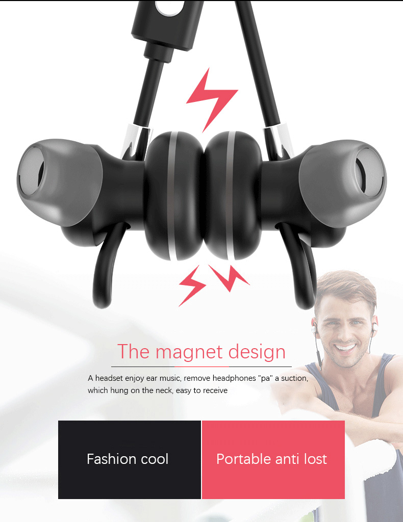 X9 Wireless Bluetooth Headphones with Mic IPX4 Magnetic Hi-Fi Stereo Sound Quality - Red