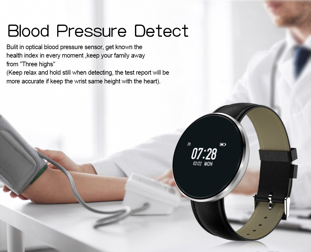 CF006 Smartwatch  0.96" OLED Display Bluetooth Heart Rate Blood Pressure Monitor Pedometer Compatible with iOS Android - Metal Black