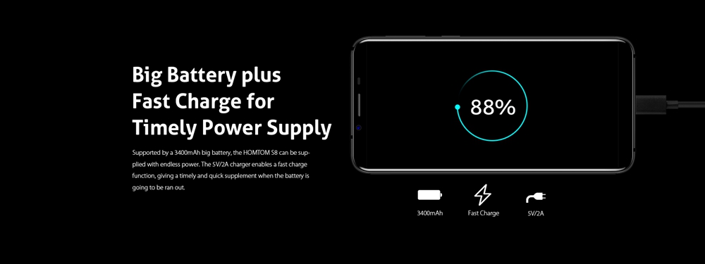 [HK Stock]HOMTOM S8 5.7 Inch Smartphone 4GB 64GB MT6750T Octa Core 13.0MP Dual Rear Cam Android 7.0 Touch ID Fast Charge OTA - Arctic Silver