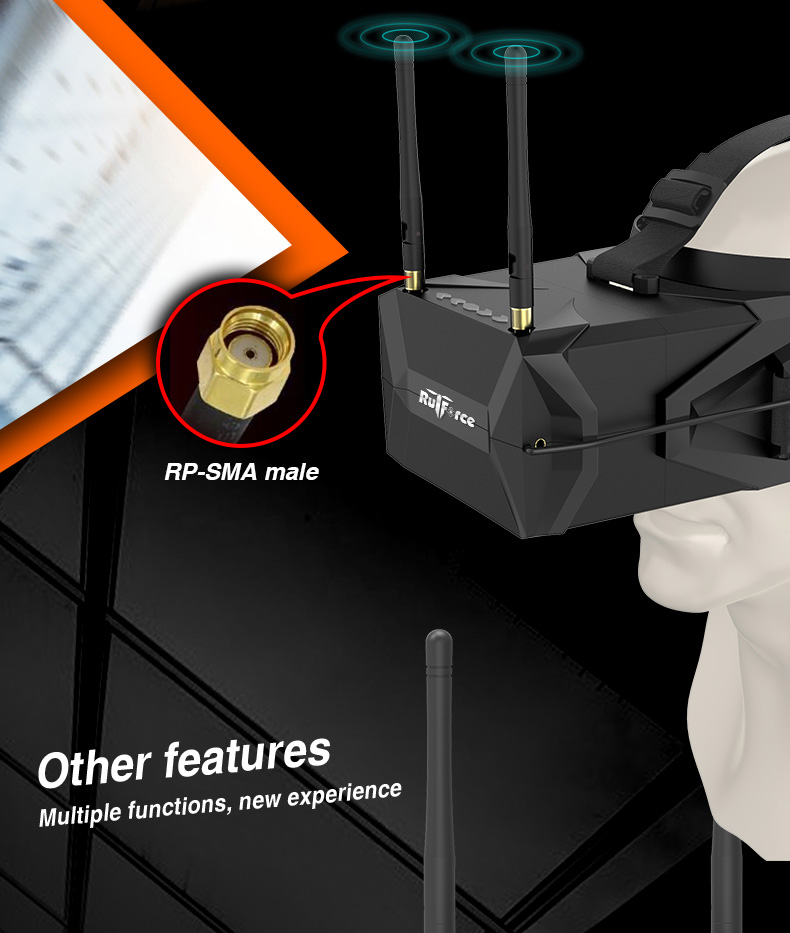 Rutforce VR008 5 Inches 5.8G 40CH Raceband 800x480 Diversity FPV Goggles with DVR Function Built-in Battery