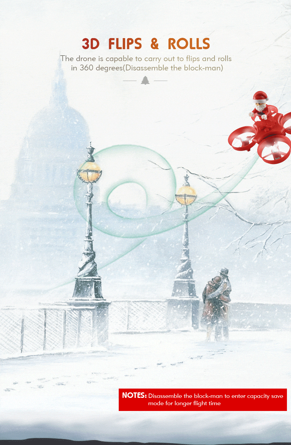 JJRC H67 Flying Santa Claus 2.4G 4CH 6-Axis Headless Mode Toy Brick RC Quadcopter RTF - Red