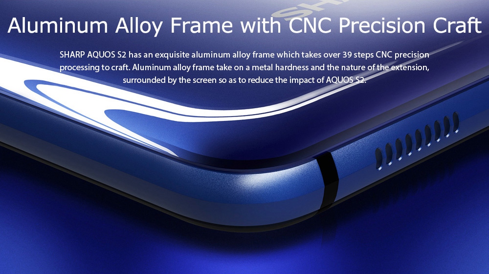 [HK Stock]SHARP AQUOS S2 5.5 Inch 4G LTE Smartphone 12.0MP+8.0MP Dual Rear Cam Snapdragon SDM630 Octa Core 4GB 64GB Android 7.1 NFC VoLTE Fast Charge Type-C - Blue