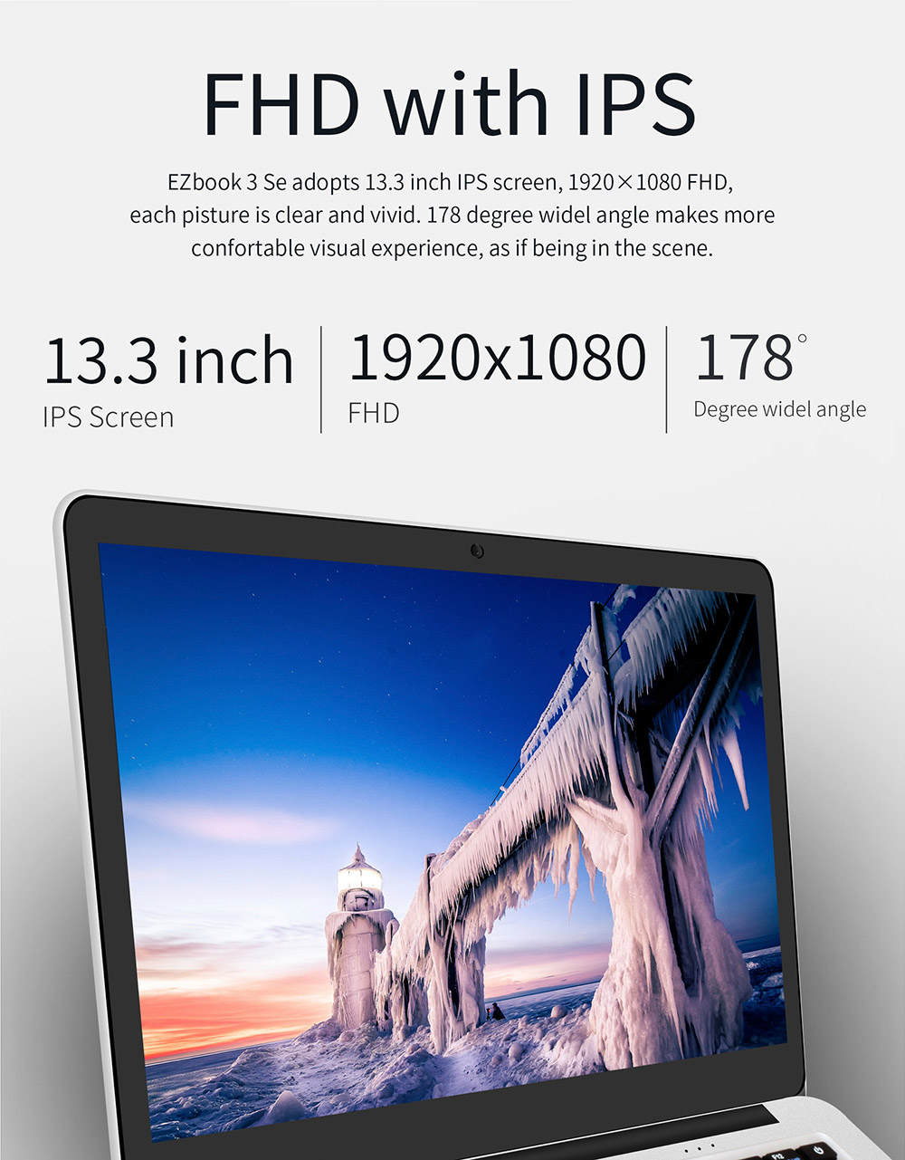 [HK Stock]Jumper EZbook 3SE 13.3" Notebook Laptop Intel Apollo Lake N3350 2.4GHz 3GB RAM 64GB ROM Windows 10 Silver - Silver