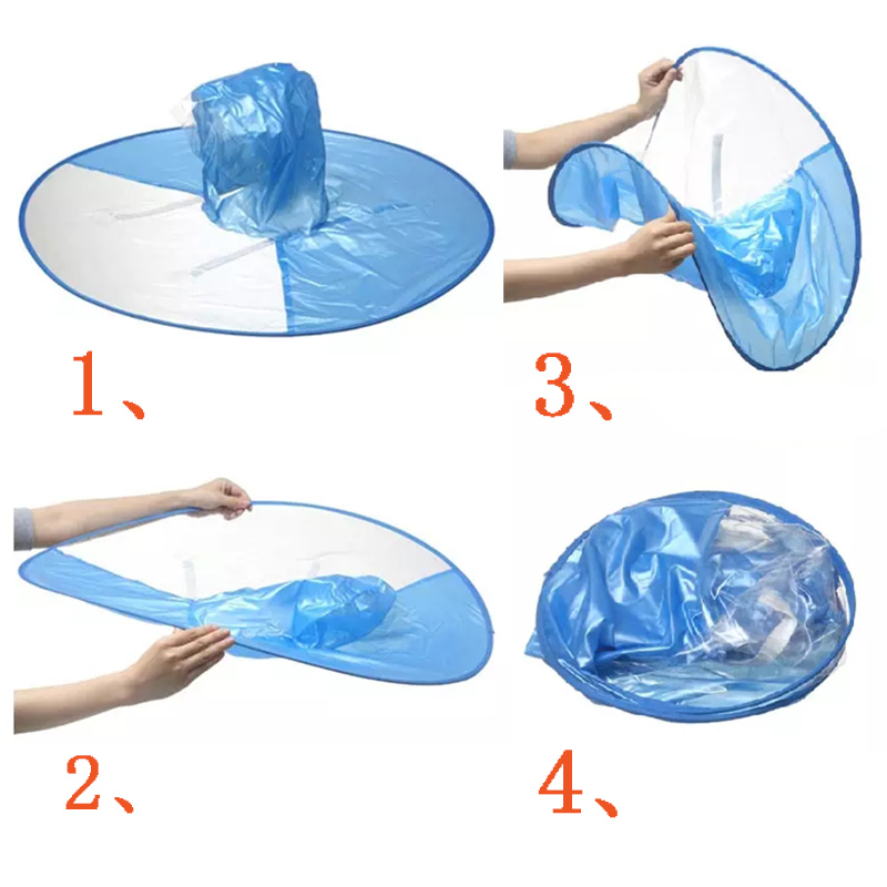 Creative Children Rain Hat Foldable Upper Raincoat Hanging Umbrella Cap Umbrella For Kids L - Blue