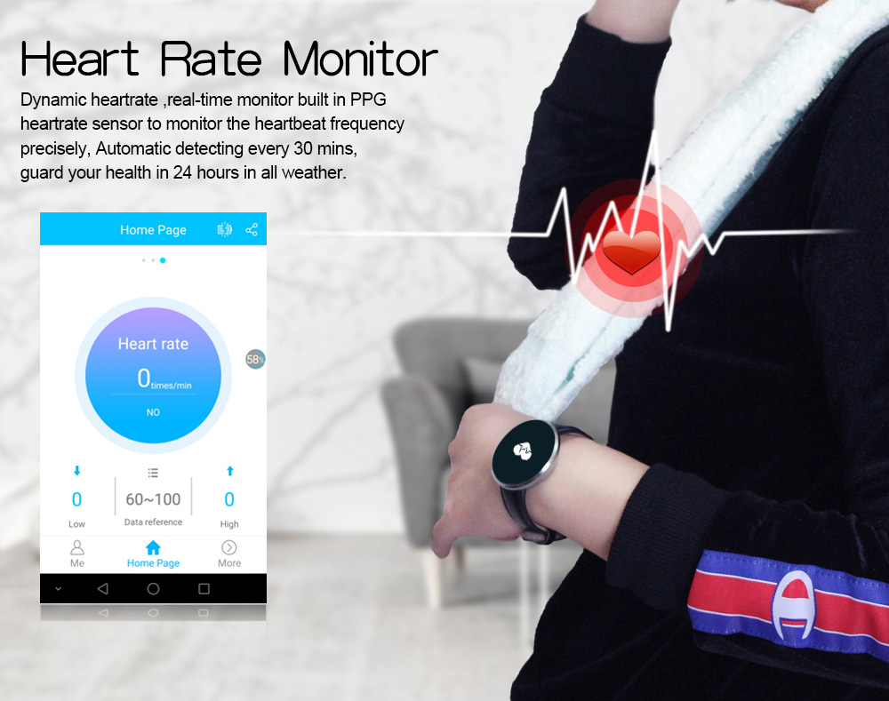 CF006 Smartwatch  0.96" OLED Display Bluetooth Heart Rate Blood Pressure Monitor Pedometer Compatible with iOS Android - Metal Black