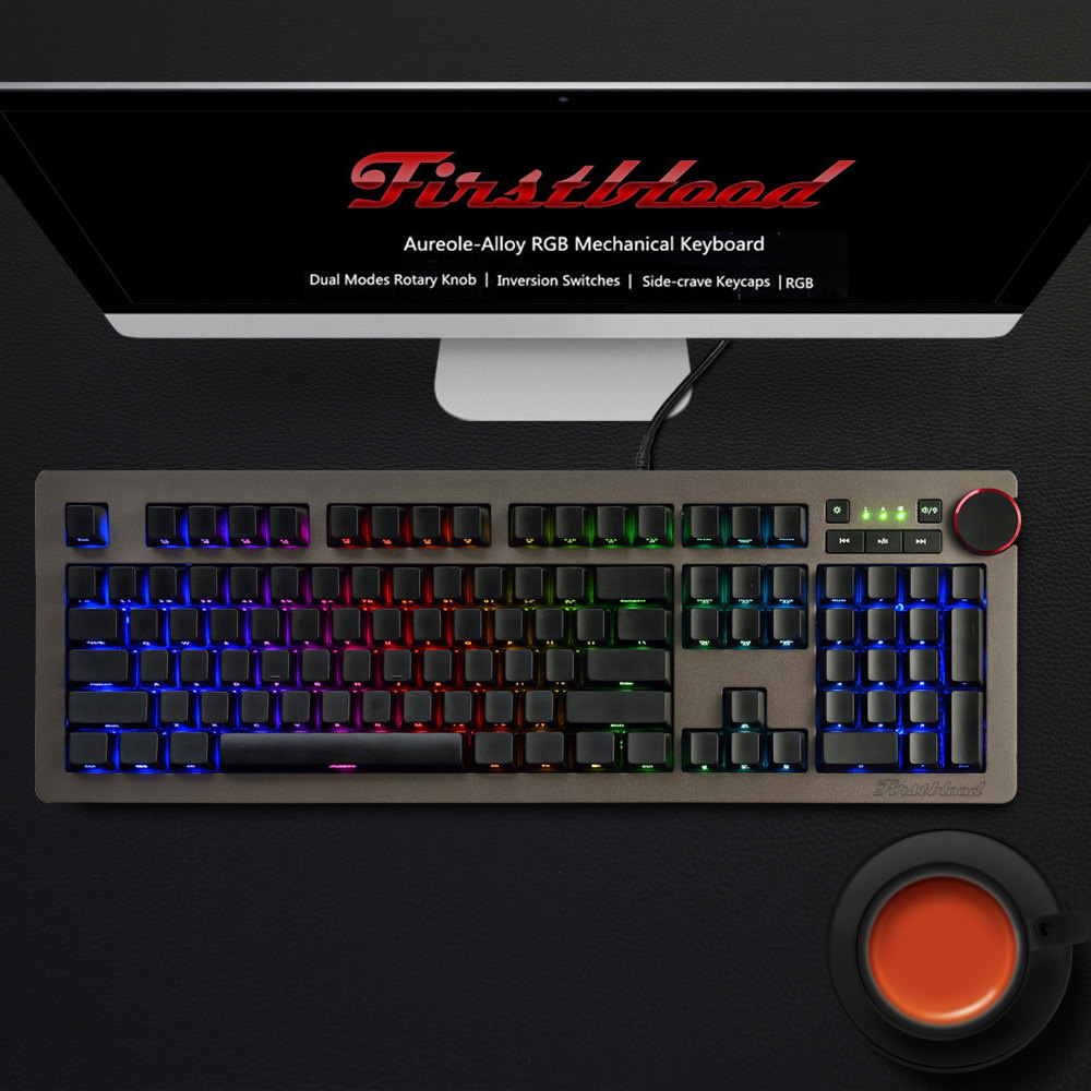 Ajazz AK60 Wired Mechanical Gaming Keyboard RGB Backlight Cherry Blue Switch 104 Classic Layout - Black