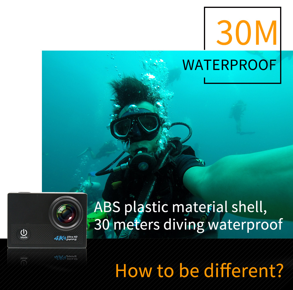 N5 NTK96660 Sony IMX179 2.0 Inches LCD Action Camera 4K 30FPS WiFi 170 Degrees Wide Angle Fish Eye Lens Sports Camera - Silver
