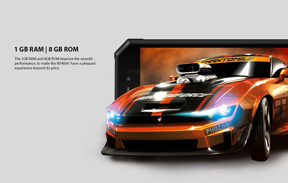 [HK Stock]Blackview BV4000 4.7 Inch IP68 waterproof Smartphone Corning Gorilla Glass 3 Screen Dual 8.0MP Rear Cam MT6580A Quad Core 8GB ROM Android 7.0 - Black