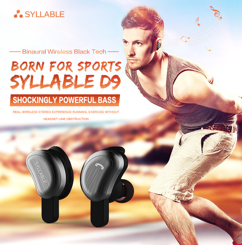 SYLLABLE D9 TWS Bluetooth Earbuds with Charging Dock Black