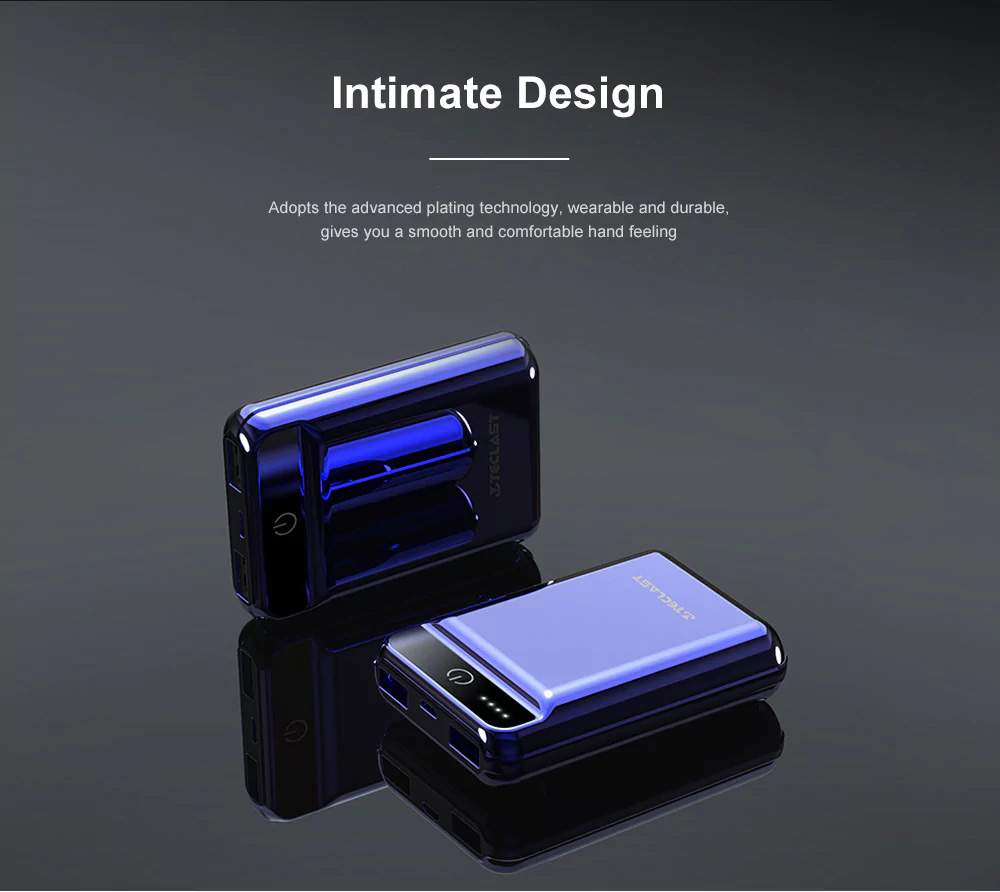 Teclast A10 10000mAh Power Bank Dual USB Ports 2.1A Quick Charge LED Indicator - Gray