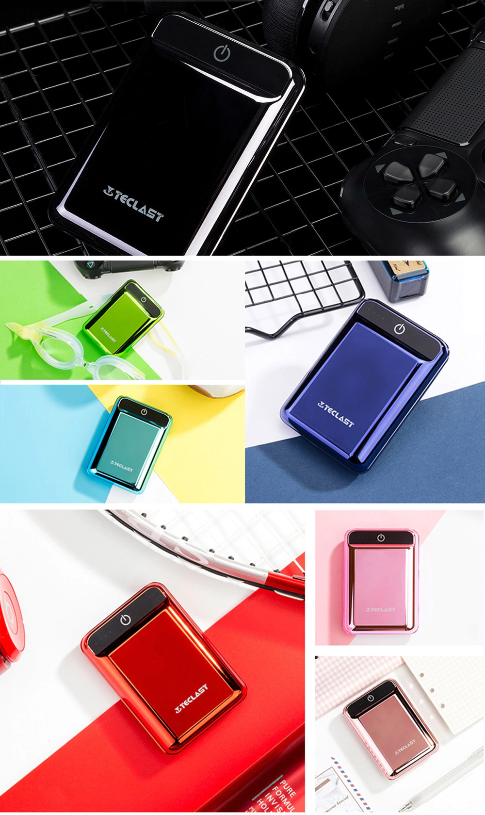 Teclast A10 10000mAh Power Bank Dual USB Ports 2.1A Quick Charge LED Indicator - Gray