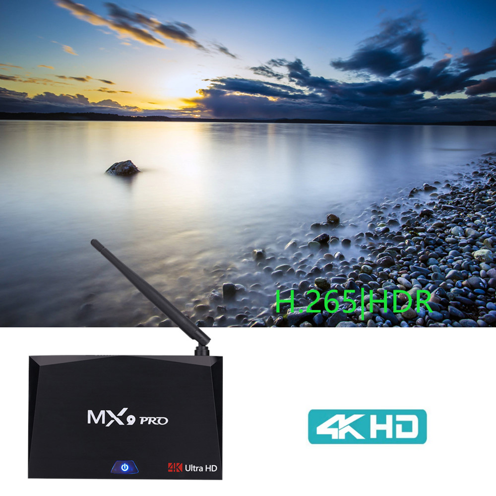 MX9 PRO Android 7.1.1 RK3328 4GB/32GB KODI 17.3 4K HDR TV BOX 2.4G/5G WIFI Bluetooth LAN VP9 HDMI USB3.0 - Black