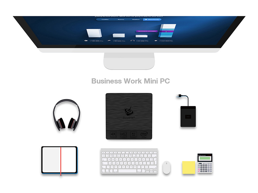 Beelink BT3 PRO Licensed Windows 10 64Bit MINI PC Intel Atom X5-Z8350 4GB/64GB 2.4G/5.8G WIFI Gigabit LAN HDMI VGA USB3.0 - Black