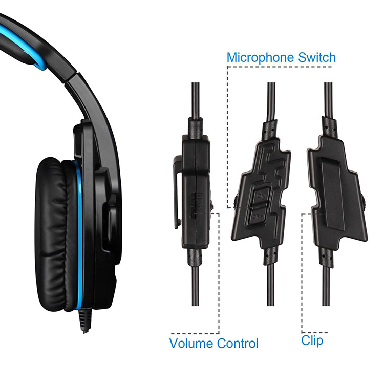 SADES SA-708GT Stereo Gaming Headset with Mic Noise Reduction 3.5mm Plug - Blue + Black
