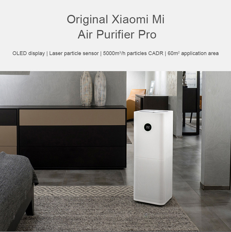Original Xiaomi Mi Air Purifier Pro APP Control Light Sensor Multifunction Smart Air Cleaner - White